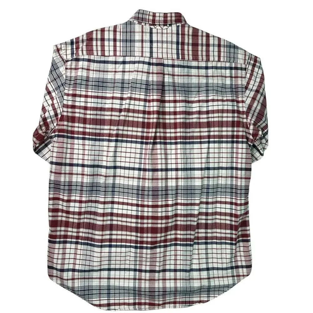 Vintage Tommy Hilfiger Plaid Button Down Shirt 90s Mens  Lrg Embroidered Crest‎